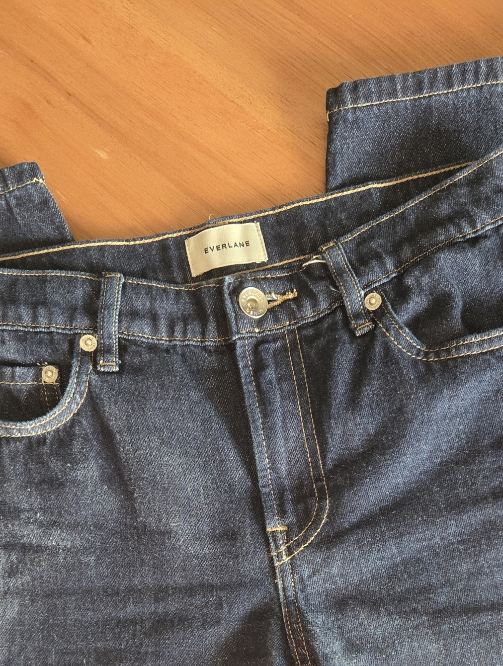 Everlane Straight Leg Jeans | Size 23R | Dark Wash Minimal Denim - Picture 4 of 7